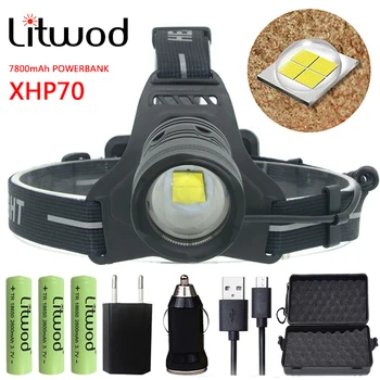 

Litwod Z202808 Powerful Head lamp XHP70 32W chip high power Led headlamp 4292lm powerful Headlight head lamp flashlight torch