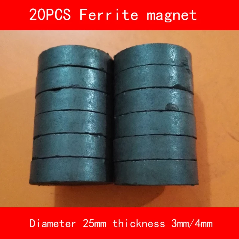 20 шт. диаметр 25 мм толщина 3 мм 4 мм Рабочая температура от-40 до+ 220 по Цельсию круговой черный ферритовый магнит