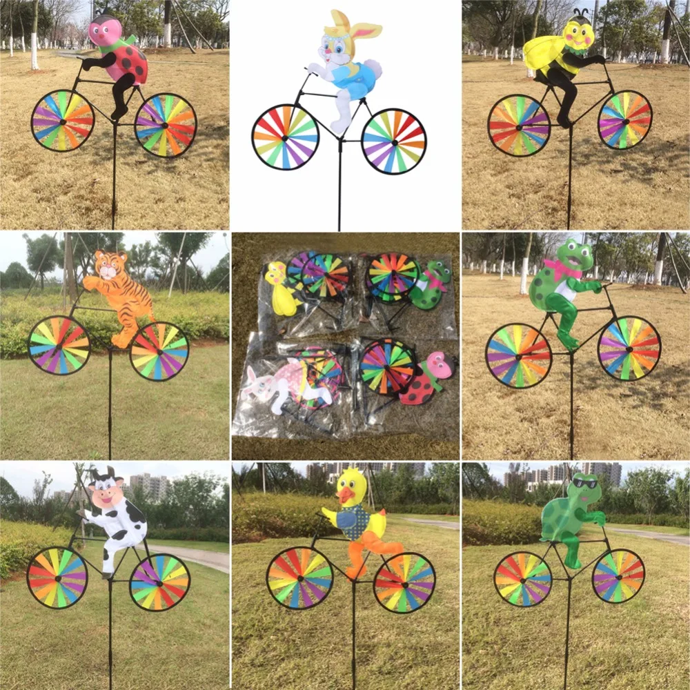 1 шт. милые 3D Животные на велосипеде ветряная мельница ветер Spinner Whirligig сад газон двор Декор детские игрушки