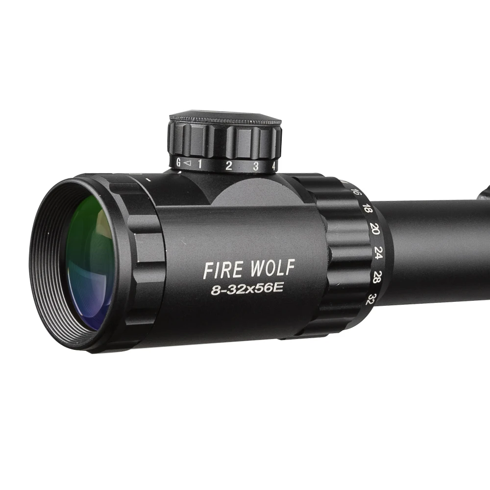 FIRE WOLF 8-32X56E Red Dot Green Sniper Scope компактные охотничьи прицелы с 20 мм/11 мм рельсовыми креплениями пневматическая винтовка с оптическим прицелом