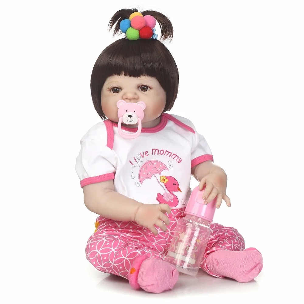 

55cm Full Silicone Reborn Baby Doll Toys Lifelike Newborn Princess Toddler Girl Babies Doll Cute Birthday Gift Bathe Toy