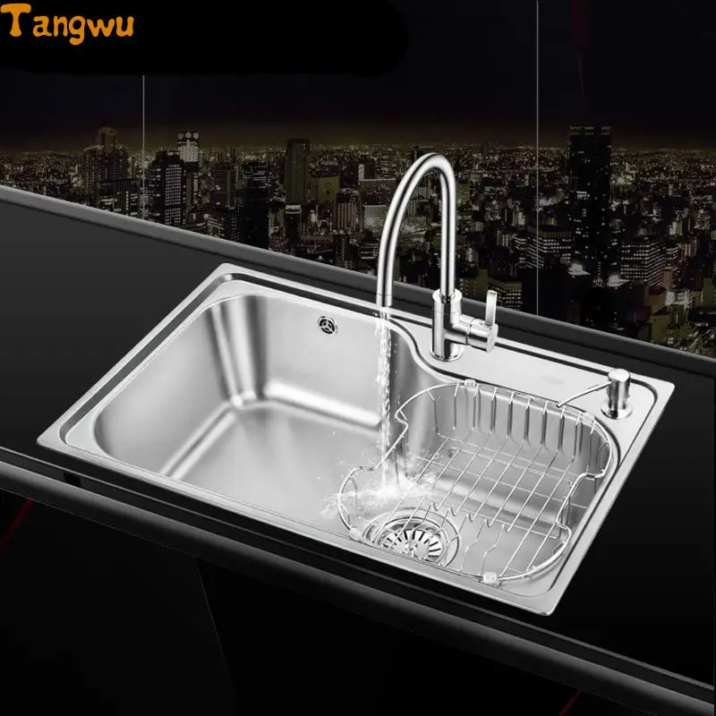 Kitchen Sinks Free shipping single trough sink 304 stainless steel kitchen sinks vegetable wash basin Kitchen Sinks Free shipping single trough sink 304 stainless steel kitchen sinks vegetable wash basin