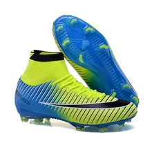 Brand TF Men Outdoor Soccer Cleats Shoes FG High Ankle Football Boots Adults Traning Sports Shoes Sneakers Plus Size EU 35-45