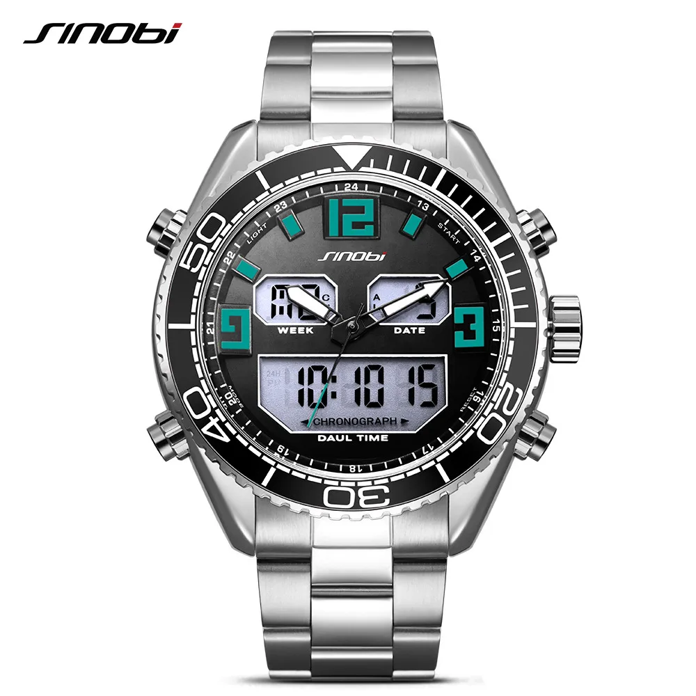 

Sinobi Alarm Mens Watches Top Brand Luxury Men's Quartz LED Digital Watch Waterproof Sport Military Watch Men Relogio Masculino