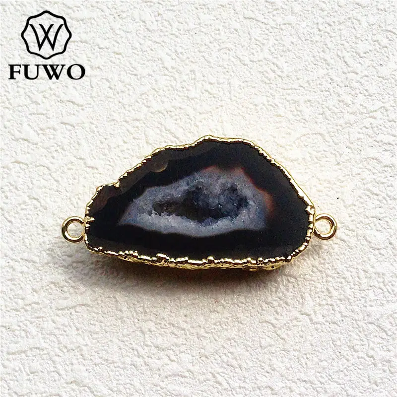 Женская подвеска с двойными петлями FUWO черная Подвеска из драгоценных камней