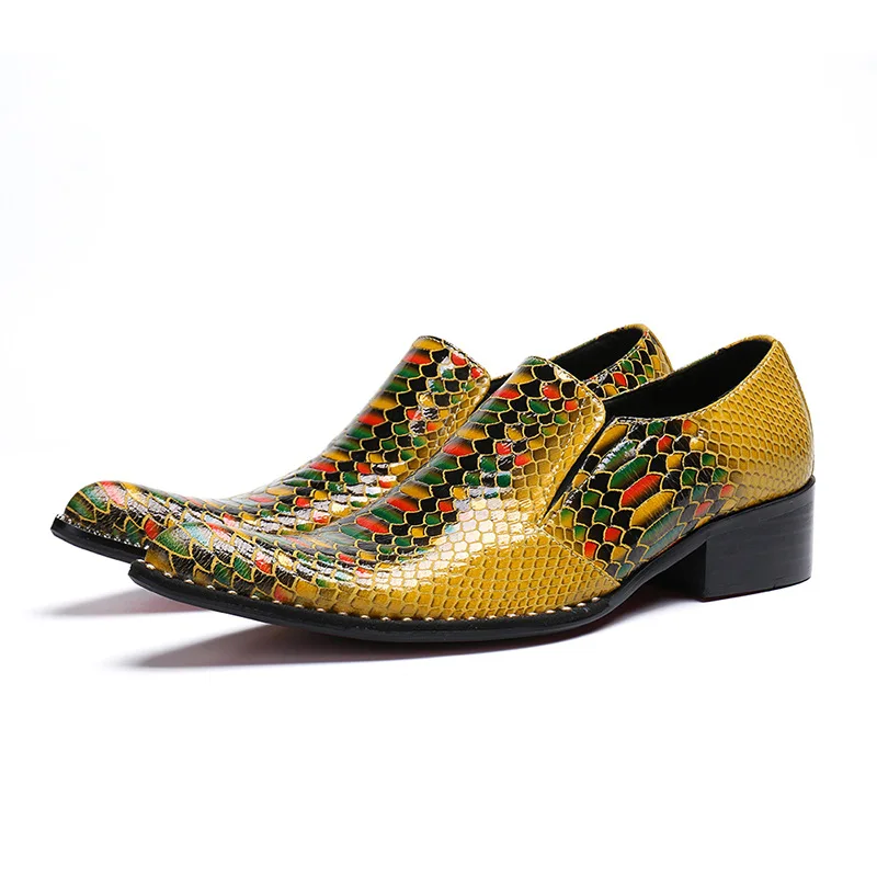 

Crocodile Pattern Spring Autumn Men's Shoes Personality Print Casual Business Trend Pointed Shoes