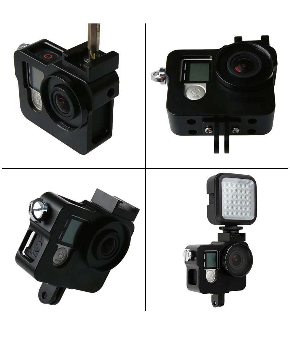 Multifunctional Aluminum Protective Frame Case for GoPro Hero 4 Black Camera With Go Pro UV Filter Lens Cap Housing Accessory (6)