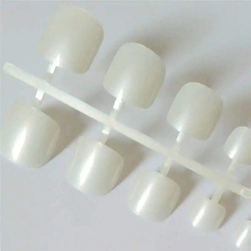 

24pcs Gloss Pearl White Short Fake Nails For Feet Solid Color Short Press On Toe nails Artificial Nature Nail False Tips