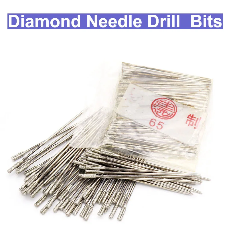 

URANN 10pcs 1.2~2.2mm Diamond Coated Drill Bits Solid Needle For Jewelry Agate Hole Jade Amber Stone Ceramic Glass Power Tool