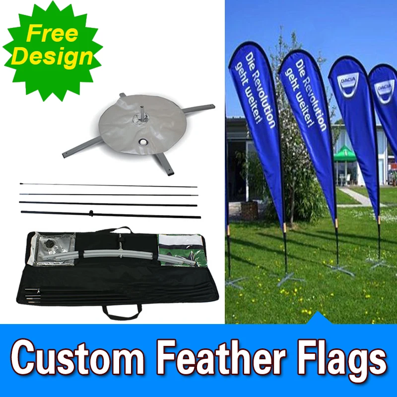 

Free Design Free Shipping Single Sided Cross Base Teardrop Flag Signs Advertising Feather Banner Stands Custom Feather Flag