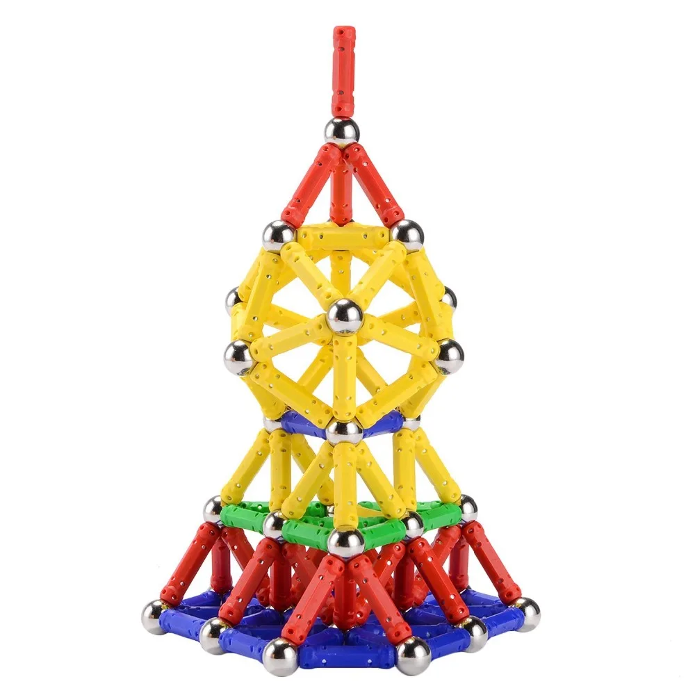 Kopen 200pcs Magnetische Sticks   Metalen Ballen Magneten Bouwstenen Bouw Speelgoed Educatief Voor Kinderen DIY Designer Kids Speelgoed