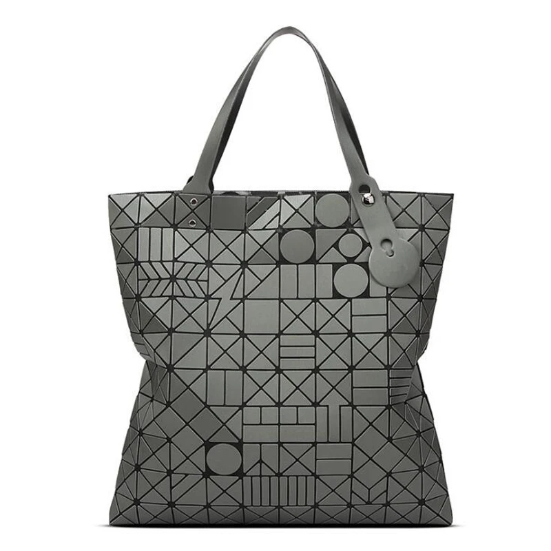 

Fashion European Style Women Bag tote Big Geometric Issey Miyak Bag Luxury Brand Designer High Quality Handbag Silver Bags New
