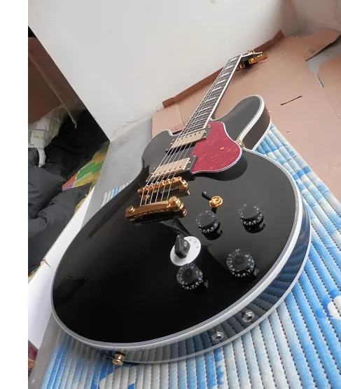 

Free shipping new arrival High Quality Black B BK Hollow Body 6 strings Electric Guitar 1217