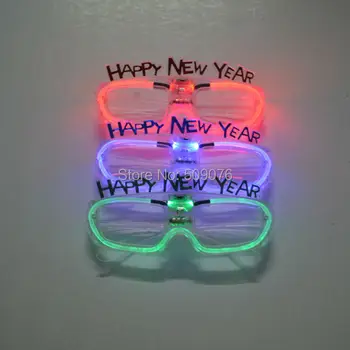

Free shipping 24pcs/lot happy new year Sound Music Voice Activate led glasses light up eyeglasses Wedding Party Decoration