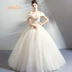 Abule роскошное Милое Свадебное Платье бусины кружево Тюль Иллюзия Свадебное Платье кепки рукавом арабский принцесса настоящая фотография