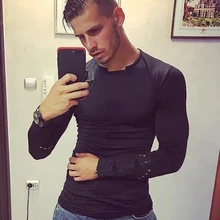 Бег футболка Для мужчин Фитнес Бег Топы корректирующие эластичная быстросохнущая Майки Tight одежда с длинным рукавом Для мужчин Рубашки для мальчиков осень-зима спортивной мужской