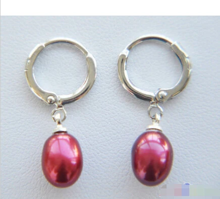 

A P4206 8x10MM PURPLE RICE FRESHWATER PEARL DANGLE EARRING