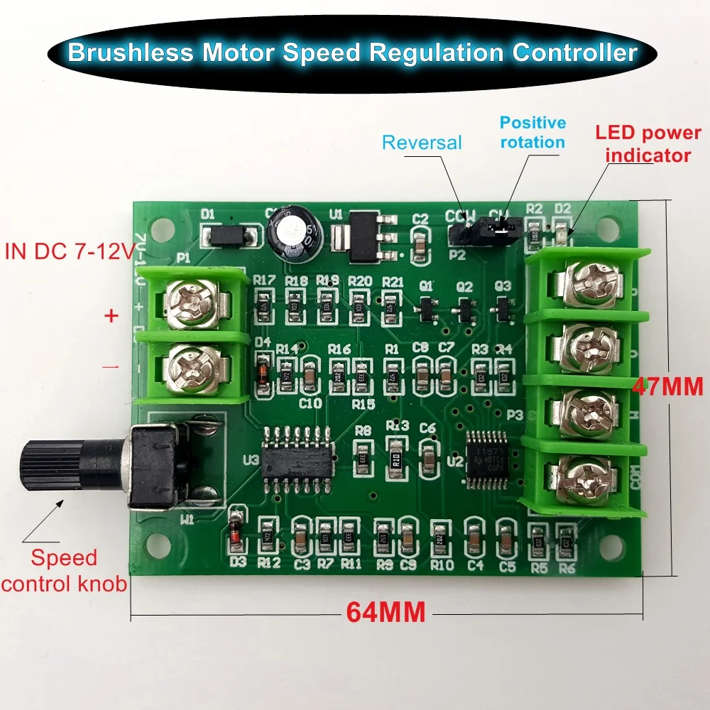 1 шт. бесщеточный мотор Скорость регулирования контроллер 7-12 вольтового источника электропитания постоянного тока привод доска для 3-провода или 4-проводной зал-бесплатно бесщеточный двигатель