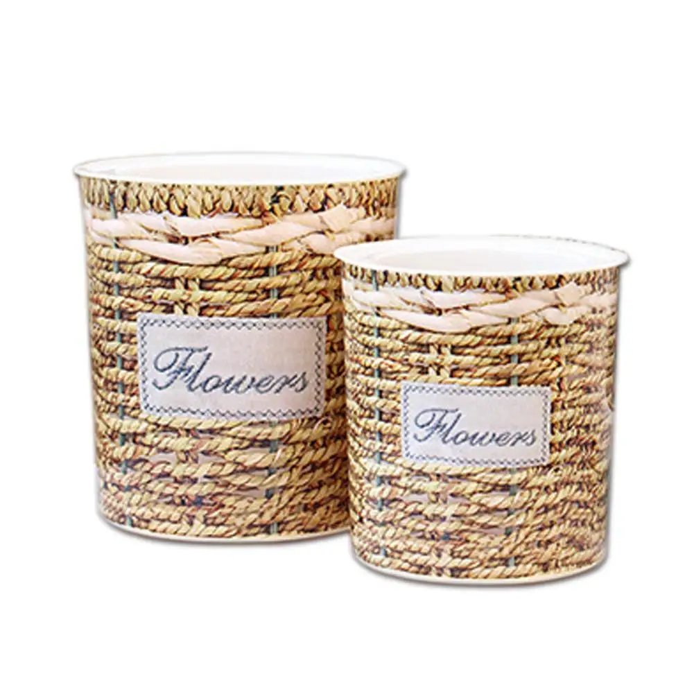 

Handmade Wicker Weave Braided Wedding Decoration Flower Basket Desktop Table Succulent Planter Bonsai Pot Flowerpot