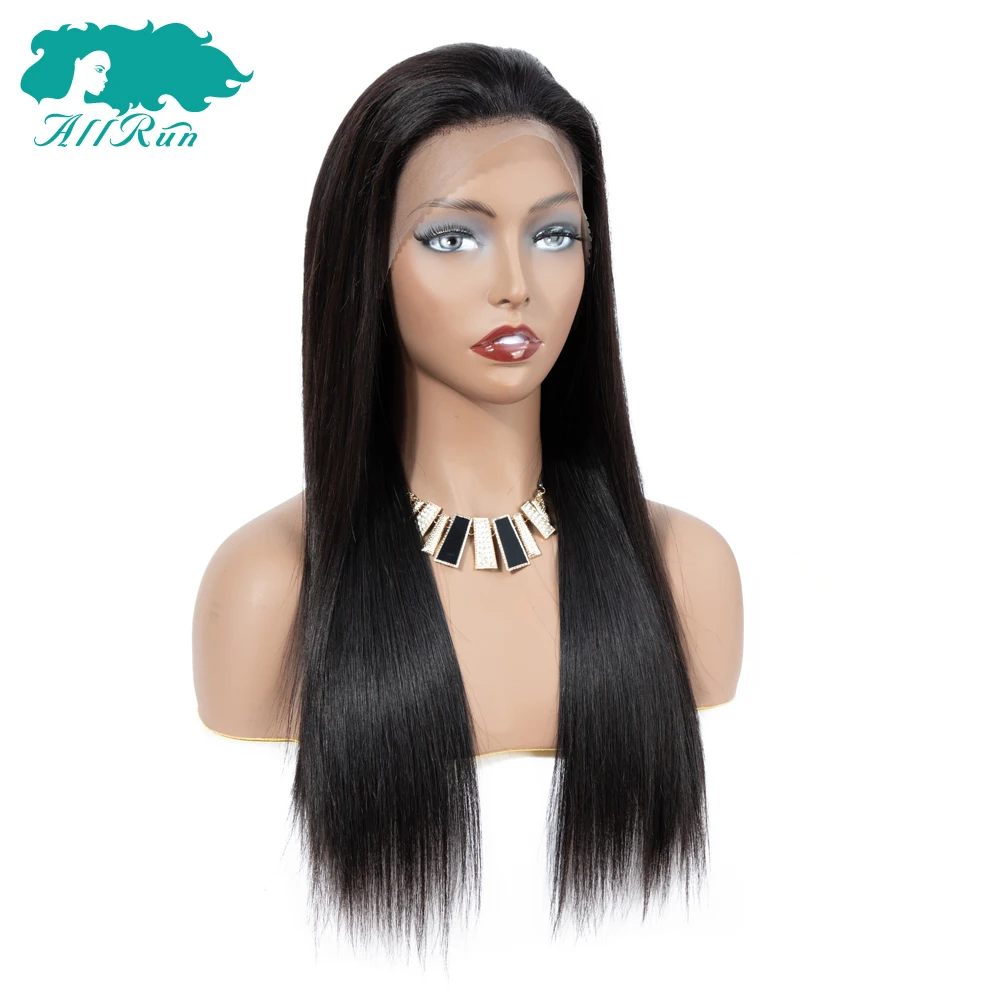 AllRun 360 Синтетические волосы на кружеве человеческих волос парики предварительно сорвал бразильский прямые 360 Синтетические волосы на