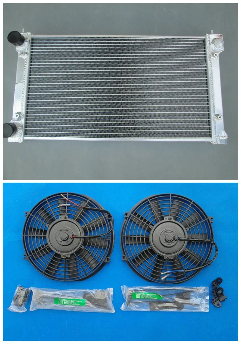 

New aluminum universal radiator & fans for fit VW Golf MK1 MK2 GTI Scirocco 1.6 1.8 8V MT