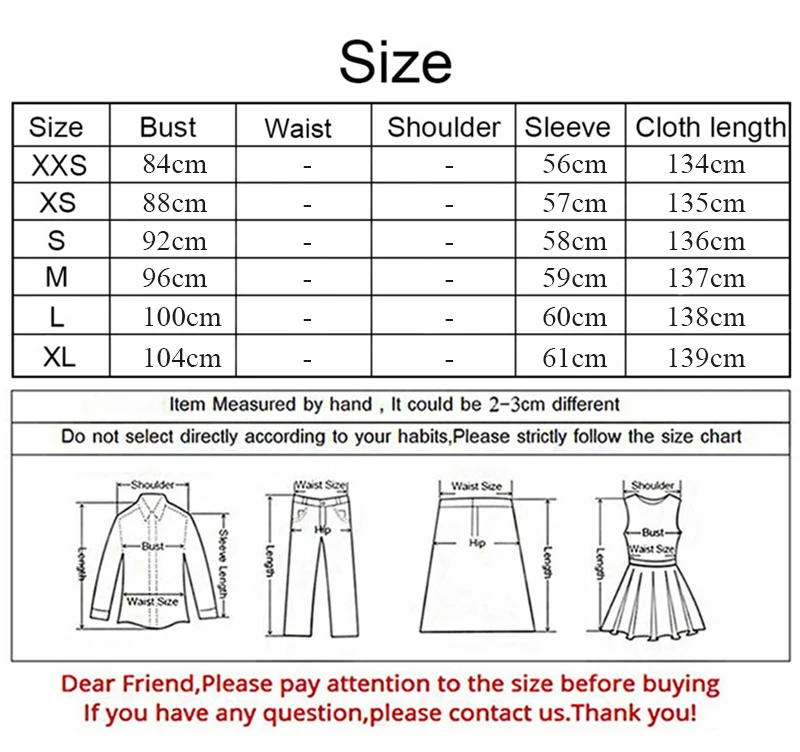 size xxs-xl