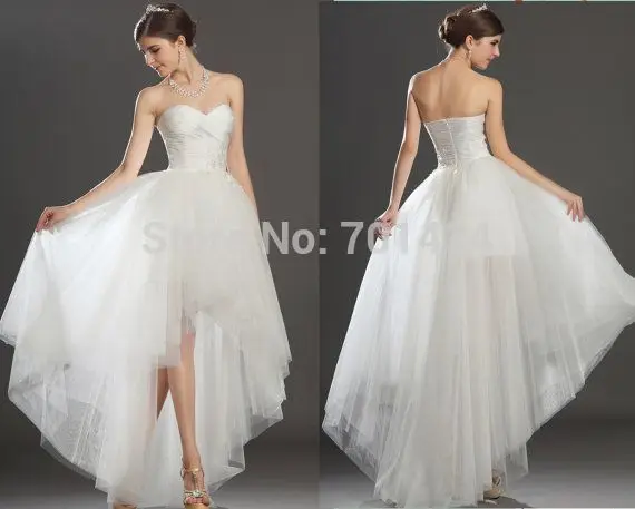 Fashion Sweetheart Custom Made Bridal Wedding Gown 2015 Sexy Open Back Hi-lo Dresses Weddings | Свадьбы и торжества
