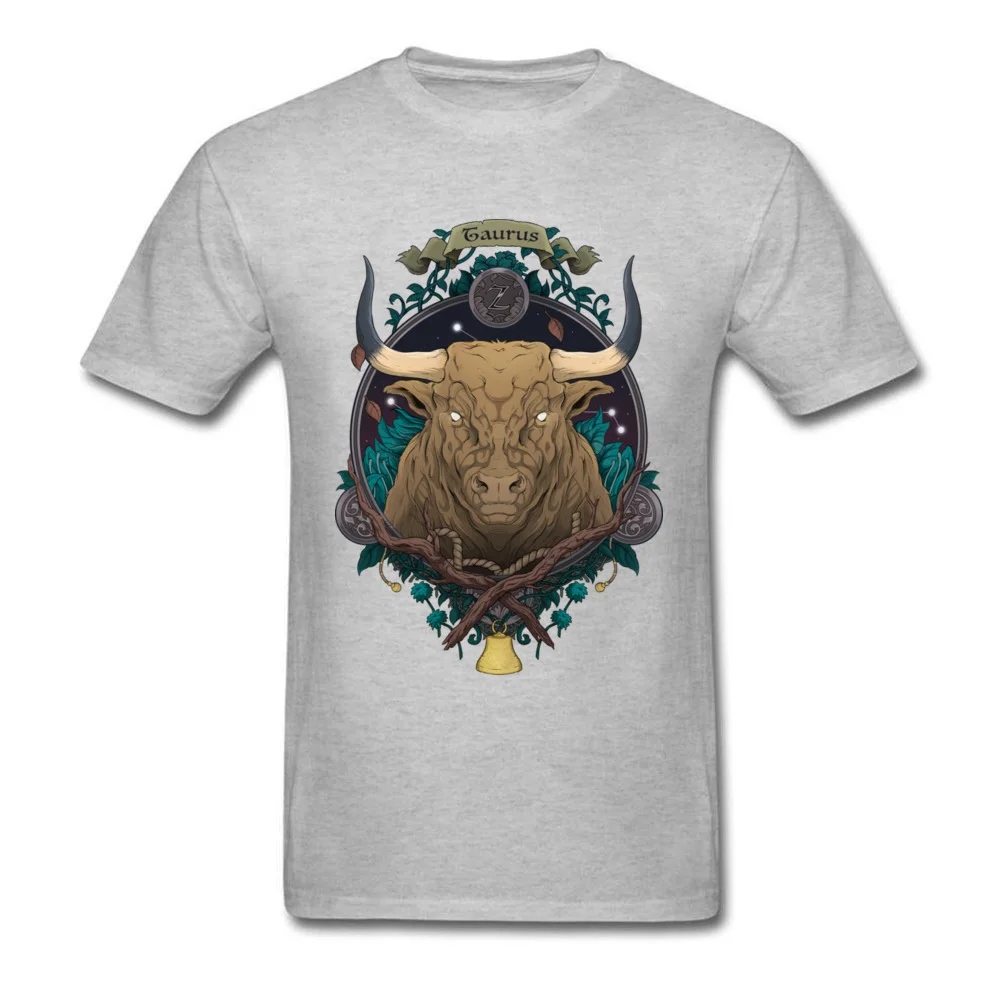 Constellation Taurus Pure Cotton Design Tops Shirt Funky Short Sleeve Men's T-Shirt 3D Printed ostern Day Tee Shirt O-Neck Constellation Taurus grey