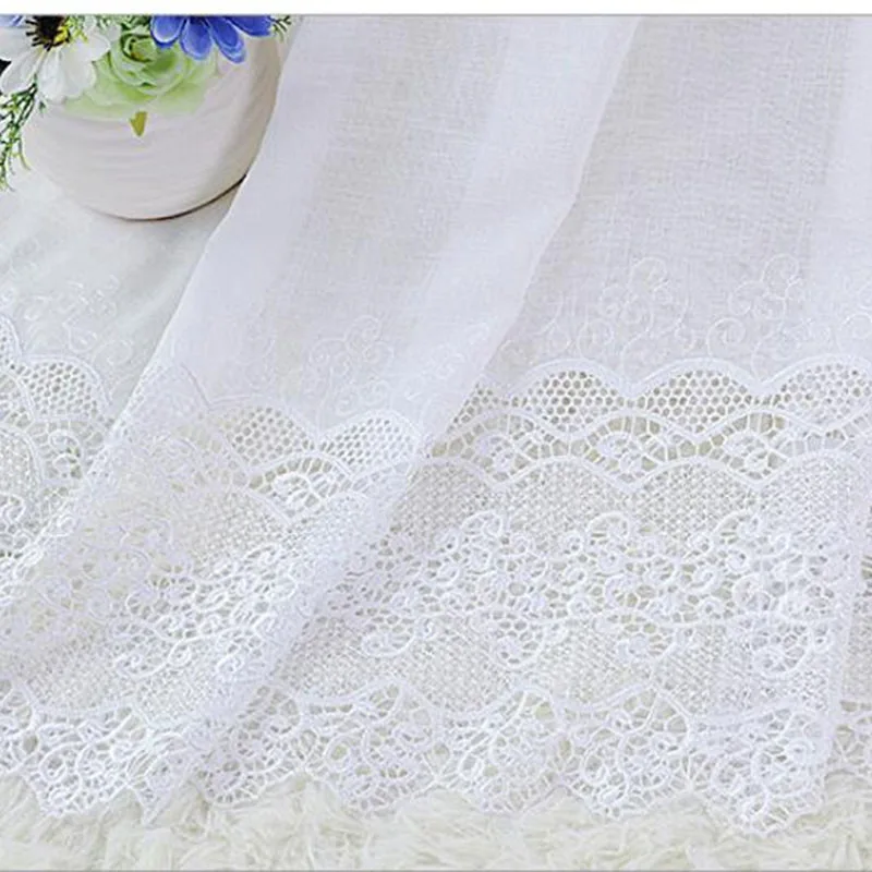 Luxury Embroidered Floral White Sheer Curtains for Living Room Window