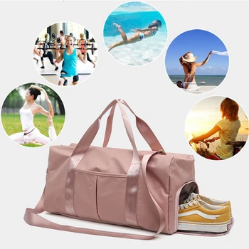 

2 piece/lots Travel Bag Gym Fitness Swim Sports Bag Separate Wet Clothing Shoe Pocket Shoulder Messenger Couple Handbag