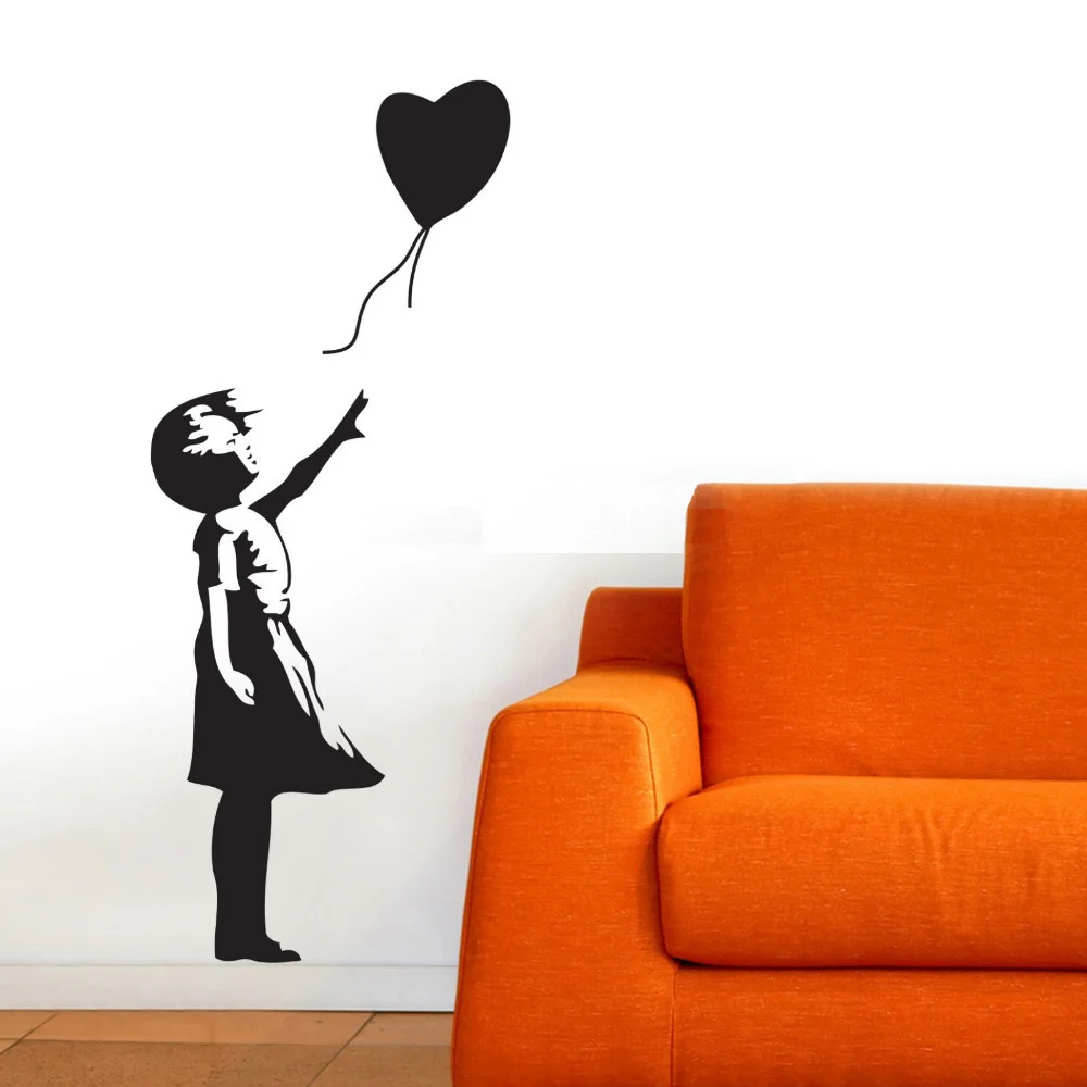 Banksy Wall Decal, Balloon Girl Inspired Banksy Vinyl Wall Art Sticker