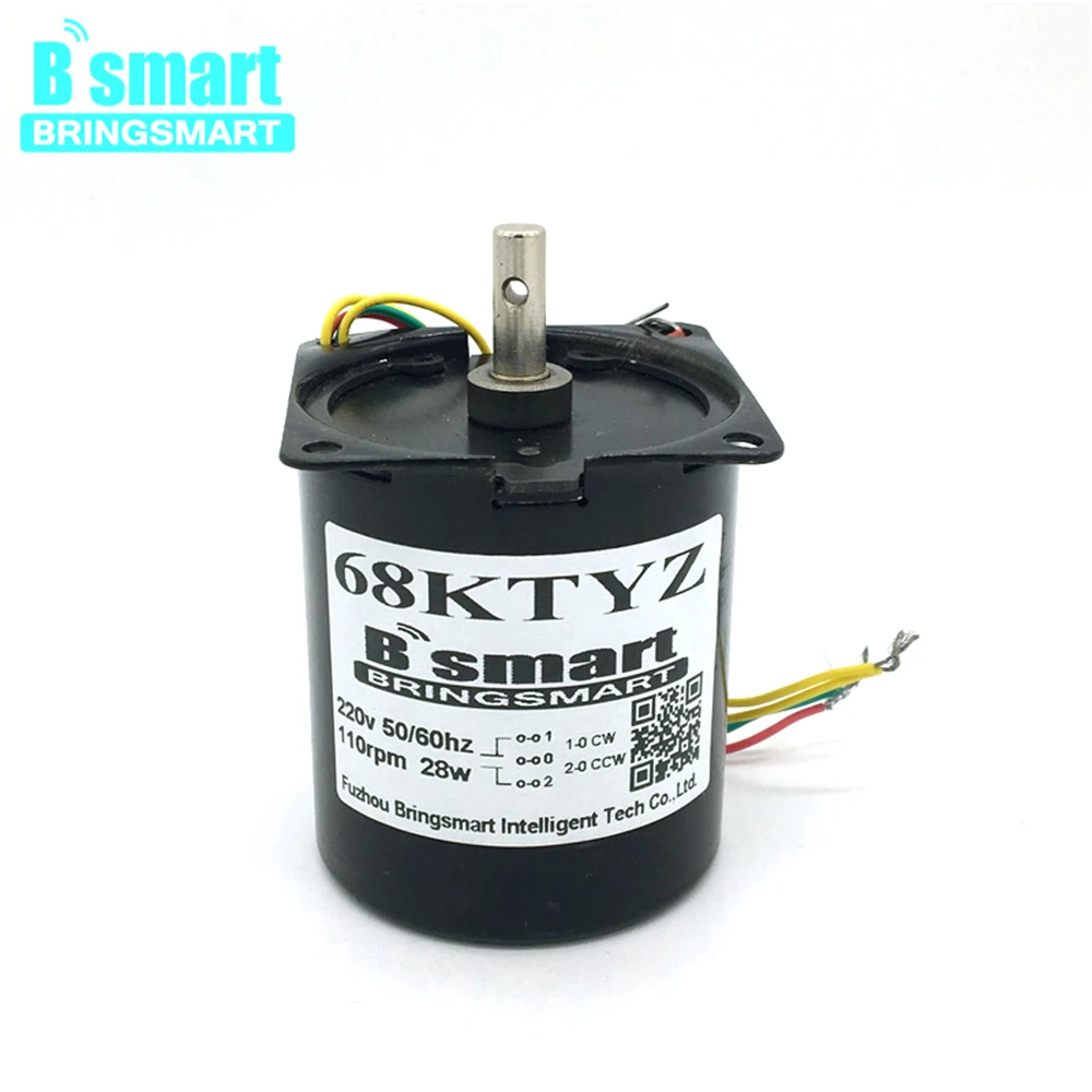

Bringsmart AC 220V Electric Synchronous Motor 28W Large Torque Reducer With Metal Controllable Micro Gearbox Motor 68KTYZ