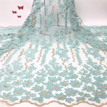 

Madison Hot Sale Velvet Lace Fabric with Flower Latest Nigerian Guipure Lace Material African Tulle Lace Fabric for Party Dress