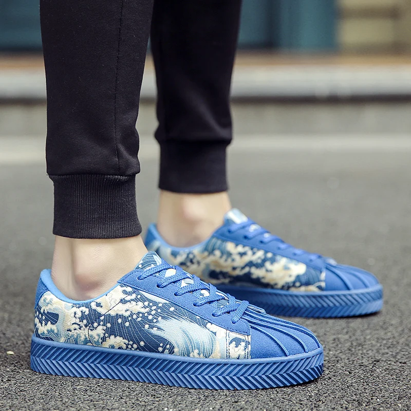 

Basket homme Casual Shoes Men Tenis  Zapatillas Hombre high quality fashion flats shell wave ocean style 6190