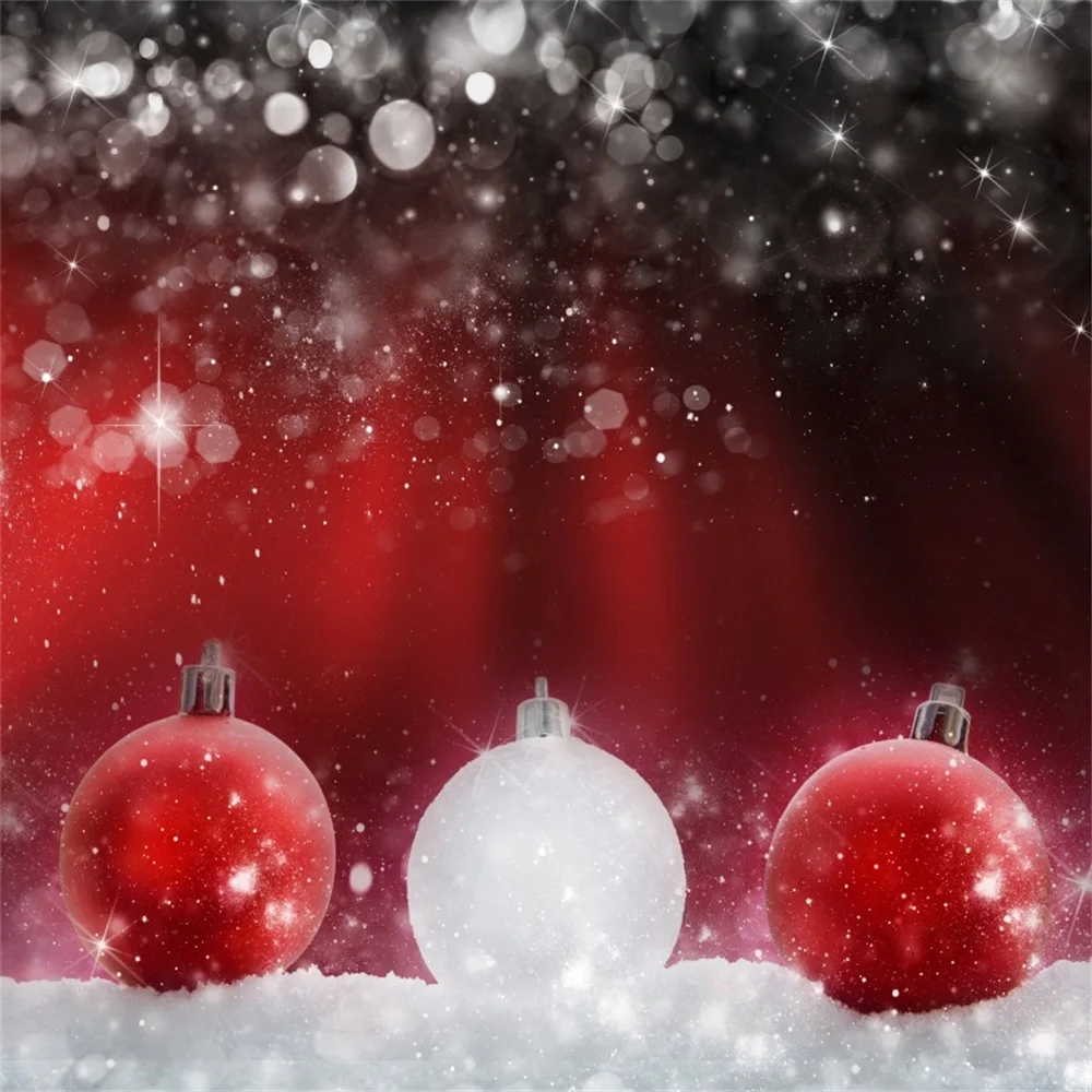 

Laeacco Winter Snow Light Bokeh Christmas Balls Photography Backgrounds Customized Photographic Backdrops For Photo Studio