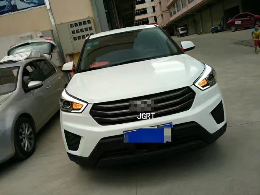 2 шт. светодиодный головной светильник s для hyundai ix25 Автомобильный светодиодный светильник s двойной ксеноновый Объектив Автомобильные аксессуары дневные ходовые огни противотуманный светильник