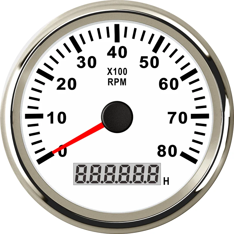 

TopMonKng Marine Tachometer Gauge LED Hourmeter Boat RPM Tachometer Waterprool 12V/24V 8000RPM 85MM