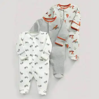 

Spring and autumn models squirrel pattern cotton long-sleeved baby onesies robes romper 3 sets 50cm(white & gray)