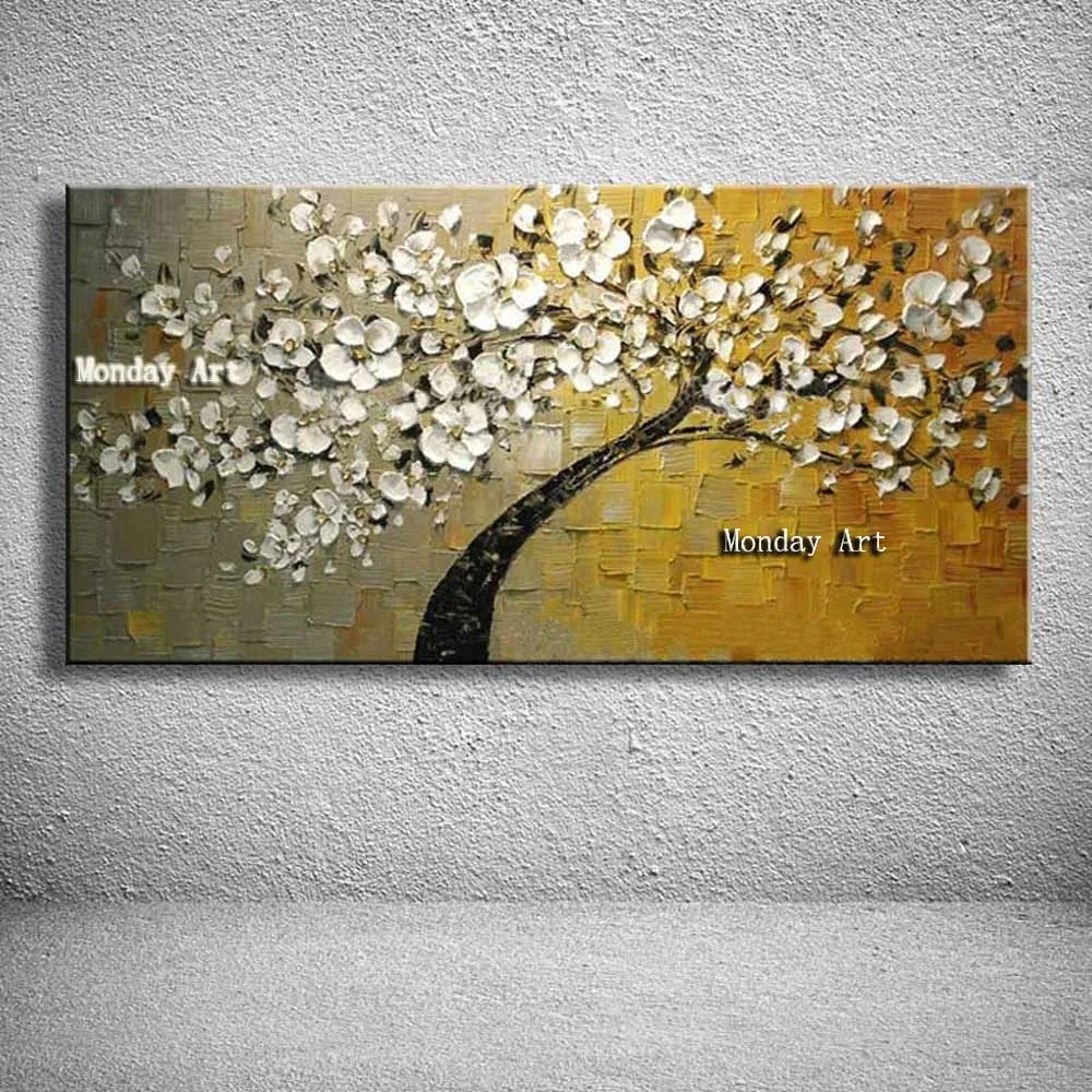 Large handmade Thick Textured picture HandPainted Palette Knife Flower Oil Painting Canvas Wall Art For Living Room Artwork