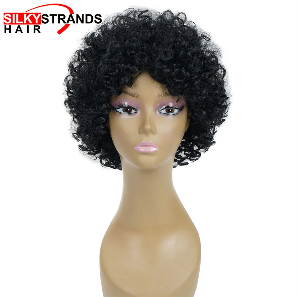 Shelkovistye Pryadi Afro Kudryavyj Parik Sinteticheskie Korotkie Korichnevye Pariki Dlya Afro Amerikanskih Zhenshin Zhenskaya Pricheska Pushistye Realistichnye Aliexpress