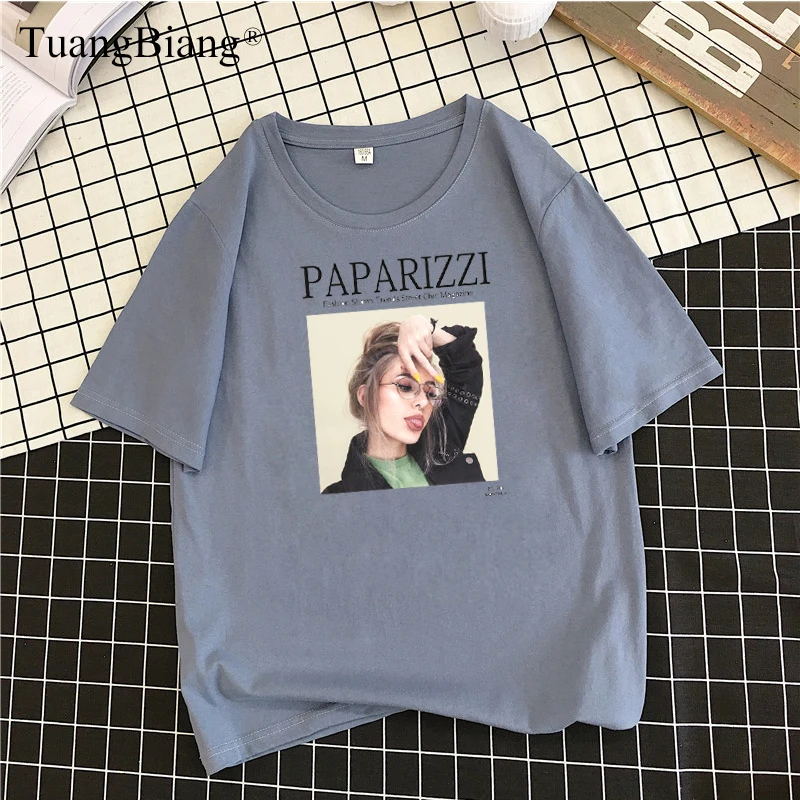 

Hoyden Woman print 2019 Spring O-Neck Cotton T shirts Ladies Short sleeve feminine Loose Casual T shirt Summer Simple Basic Tops