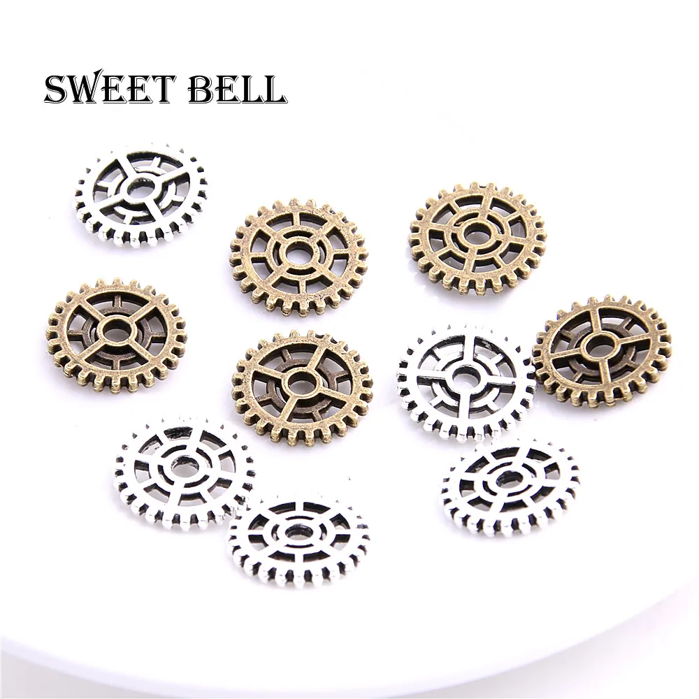 SWEET BELL 60 шт. двухцветные металлические подвески шестерни в стиле стимпанк
