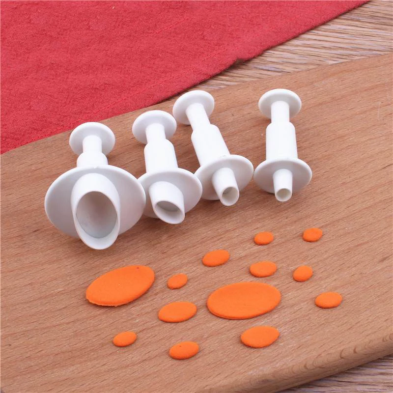 

4pcs Fondant Sugarcraft Plunger Cutter Stamp Clay Clays Cake Decorating Tool Fondant Mold, DIY Fondant Tools
