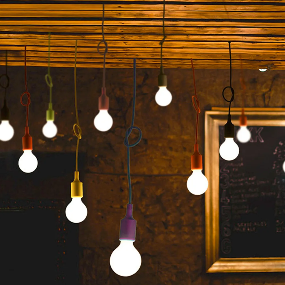 

1pc E27 Chandelier Light Fixture Hanging Line Colorful Silicone Rubber Ceiling Vintage Pendant Lamp Holder E27 Lamp Socket