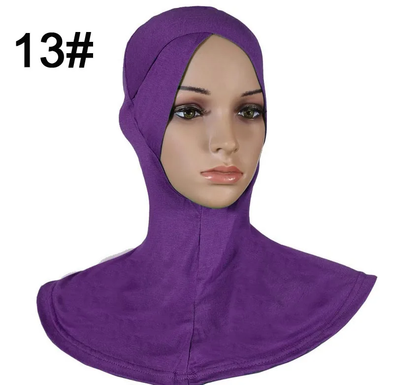 Muslim long single cross design hijab 13 purple