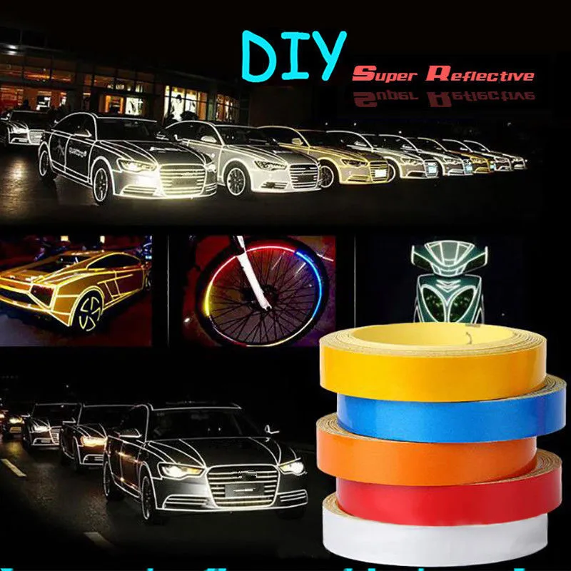 5M*1CM Car DIY Reflective Body Rim Decal Self-Adhesive Motorcycle Stripe Sticker Tape Waterproof 6 Colors