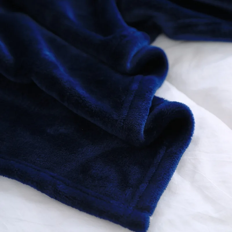Темно-синее Флисовое одеяло на кровати, многоразовое фланелевое одеяло для дивана, однотонное мягкое одеяло для домашнего декора постельные принадлежности