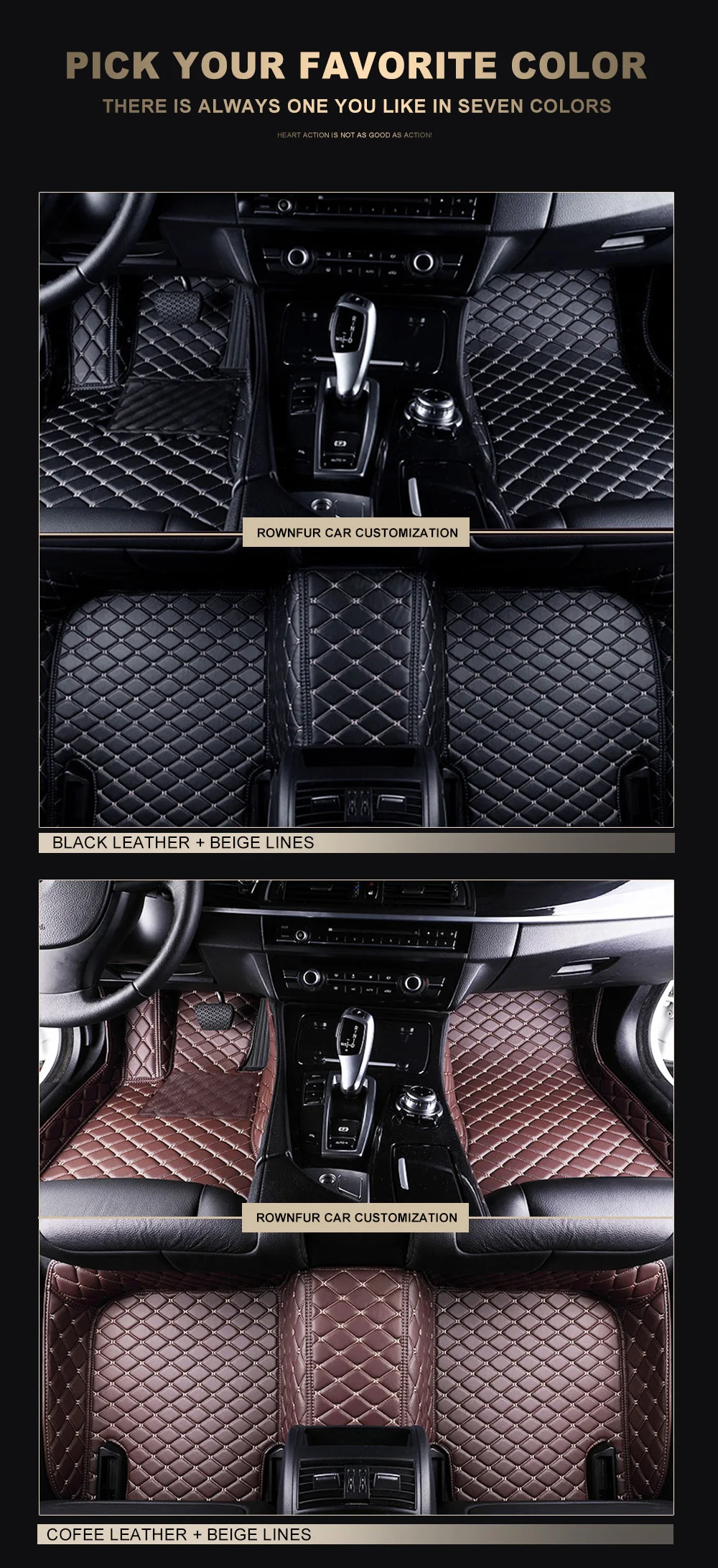 Для авто коврики автотовары аксессуары для авто 3D коврик из эко-кожи в салон автомобиля для BMW 7 серии 2001- E65 E66 F01 F04 G11 G12 полный комплект на весь салон автомобиля, 6 различных цветов на ваш вкус