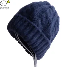 Плотная шерсть skullies beanies зимняя женская шапка мужская вязаная skullies beanies женские зимние шапки одноцветные