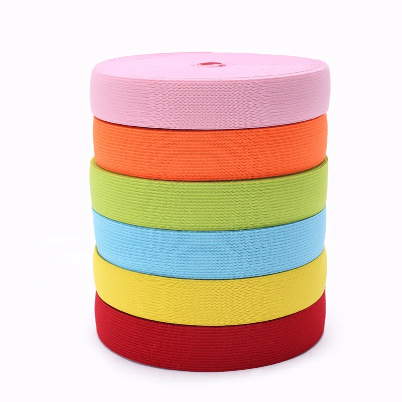 

20mm 25mm wide Polyester Red Blue Yellow Pink Orange Green Wholesale 40yards/lot Elastic bands webbing